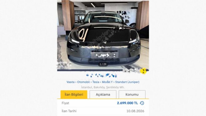 Standart Tesla Model Y’yi 2.7 milyon TL’den ilana koyan bir galeriye, bazı diğer ihlallerle birlikte toplam 434 bin TL ceza kesildi